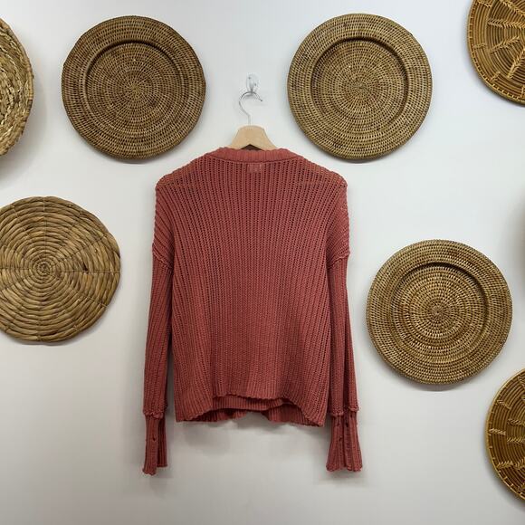 BKE Buckle Pink Button Up Knit Pointelle Tank & Cardigan Sweater Set Medium - Picture 3 of 9